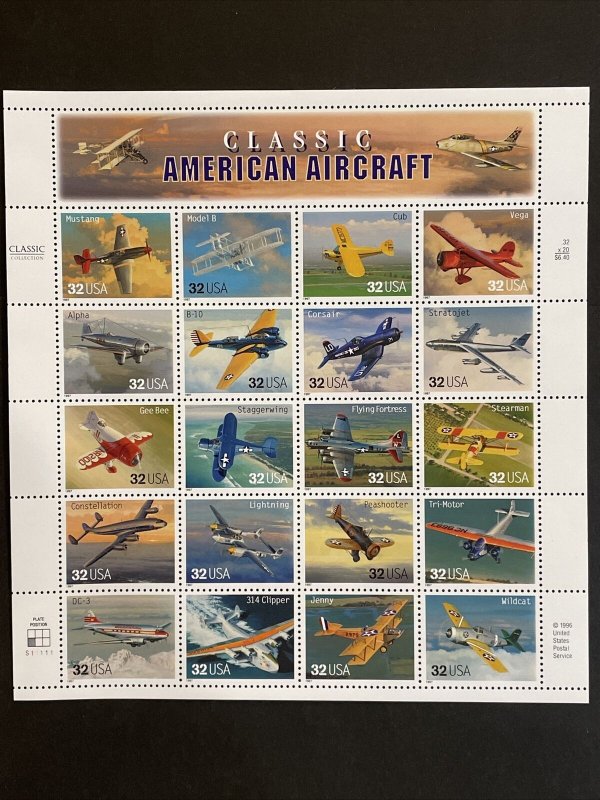 1997 sheet Classic American Aircraft Sc# 3142 