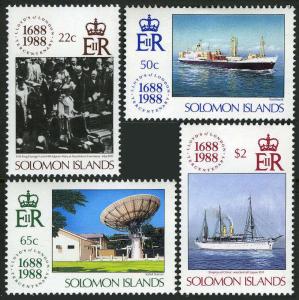 Solomon Islands 627-630,MI 692-695,MNH.Lloyds of London, 300th ann.Ships,1988