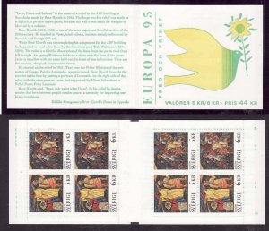 Sweden-Sc#2119a-complete booklet-unused NH-Europa-Wood Sculptures-1995-