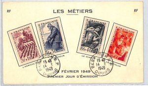 FRANCE FDC INDUSTRIES MINING FARMING FISHING Doubs 1949{samwells-covers}RF23