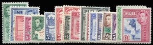 Fiji #117-131B Cat$212.80, 1938-55 George VI, complete set, 10sh and £1 neve...