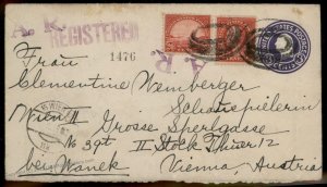 USA 1938 Birmingham AL Registered Upfranked Stationery Austria Cover 88914