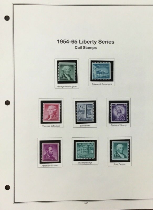 1954-1965 Liberty Series   MNH set with the coil line pairs   High value is MNH