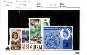 Gibraltar, Postage Stamp, #164-166, 182 Mint NH, 1964 (AB)