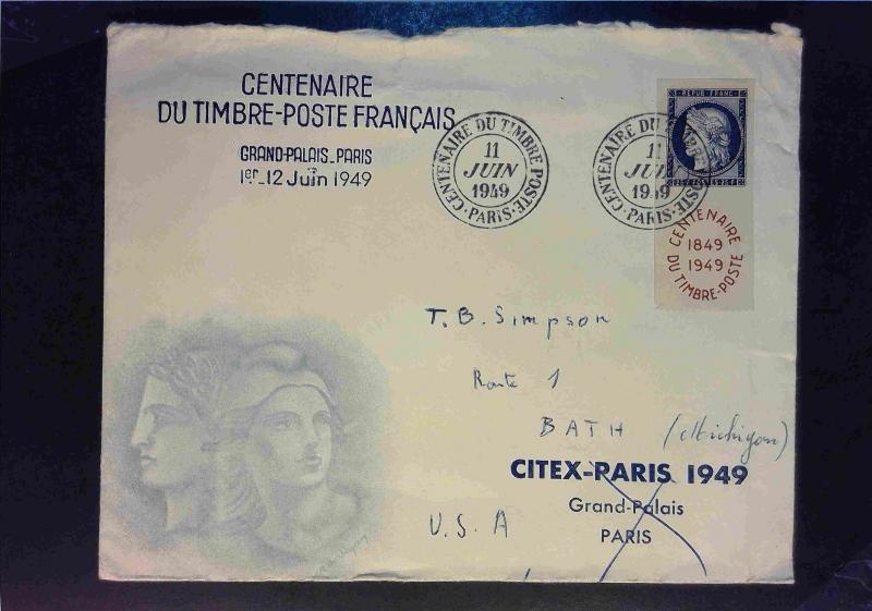 France 1949 Expo Cover w/ SC# 624 / Near First Day Cover - Z1654