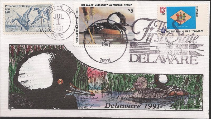 Group of 21 Fred Collins Hand Painted Milford State Duck FDCs - Closeout Sale