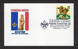 1998 Boy Scouts CTC # 3183j uo Cumberland MD FDC BSA postcard