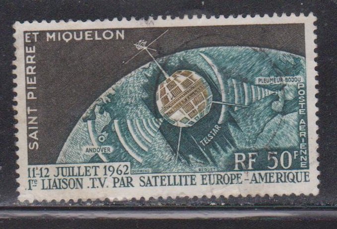 ST PIERRE & MIQUELON Scott # C26 Used - Telstar Satellite