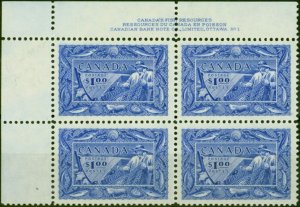 Canada 1951 $1 Ultramarine SG433 V.F MNH Imprint Block of 4