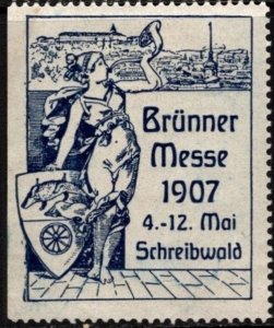 1907 Czechoslovakia Poster Stamp Brno Fair 4-12 May Schreibwald