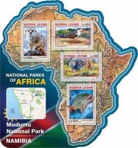 Sierra Leone 2016 MNH Mudumu National Park 4v M/S Fish Birds Meerkats Stamps