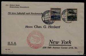 Germany/USA Zeppelin cover 2.5.36