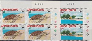 SAMOA 1978 WWF Turtles set MNH plate blocks of 4............................B902