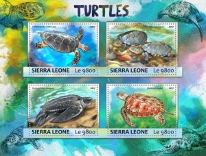 Sierra Leone - 2017 Turtles on Stamps - 4 Stamp Sheet - SRL17302a