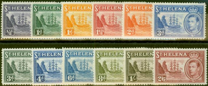 St Helena 1938-40 set of 12 to 2s6d SG131-138 Fine Lightly Mtd Mint