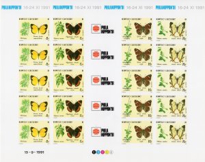 New Caledonia 1991 Butterflies Sheetlet(20) Deluxe Sc#661a