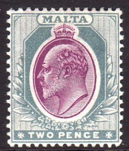 1903 - 1904 Malta KEVII 2 penny issue Wmk 2 MVVLH Sc# 23 CV $32.50