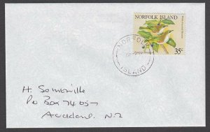 NORFOLK IS 1995 cover to New Zealand  - 35c Birds...........................A715