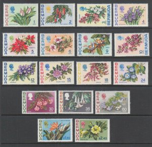 Bermuda Sc 255-271 MNH. 1970 Flowers, complete set of 17, fresh, bright, VF