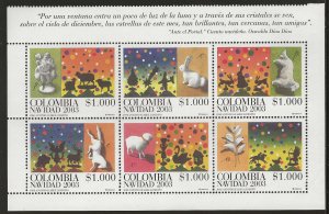 Colombia 2003, Scott 1219, Christmas 2003, block of 6