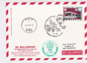 Austria 1978 Flower Carriage Slogan Balloon Post Stationary Stamps Card Ref27535