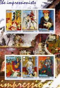 Afghanistan 2001 HENRI MATISSE Paintings Sheet Perforated Mint (NH)