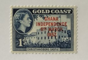 Ghana 1957 - Scott 6 MH - 1p, Stamp of Gold Coast ovpt