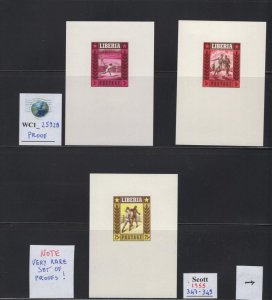 WC1_25928. LIBERIA. Very rare proofs of 1955 SPORTS Sc.347-349,C88-C90.