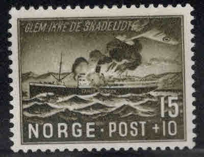 Norway Scott B36 MH* Ship Aflame 1944 Semi-Postal