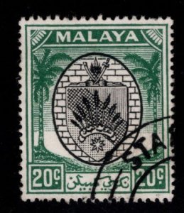 MALAYA Negri Sembilan Scott 49 Used coat of arms stamp, Palm Trees