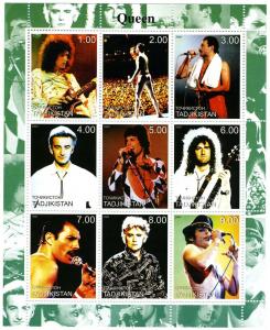 Tadjikistan 2000 QUEEN FREDDIE MERCURY Sheet (9) Perforated Mint (NH)