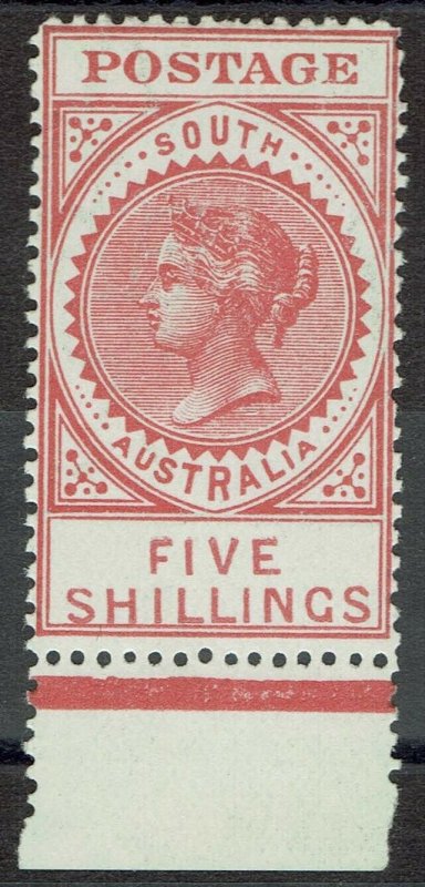 SOUTH AUSTRALIA 1906 QV THICK POSTAGE 5/- WMK CROWN/A 