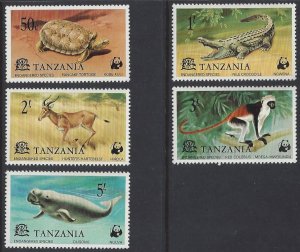 Tanzania #82-86 MNH set, endangered species, issued 1977