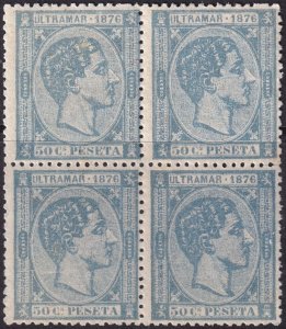 Cuba 1876 Sc 69c block MNG(*) pale blue