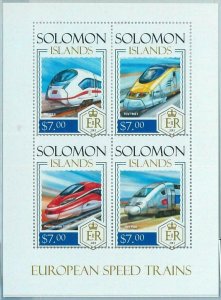 M1366 - SOLOMON ISLANDS - ERROR, 2013 MISSPERF SHEET: European Speed Train
