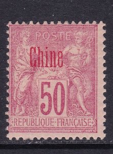 France Offices in China Scott 9a, 1894 50c Carmine O/P.  Fine MLH. Scott $62