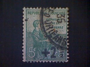 France, Scott #B13, used(o), 1922,  Two War Orphans,  (5+2½)cts