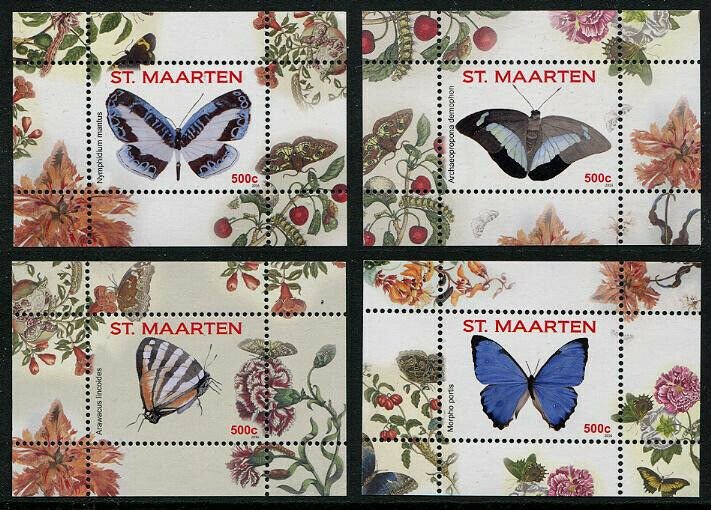 HERRICKSTAMP NEW ISSUES ST. MARTIN Sc.# 103-06 Butterflies 2016 S/S IX - XII