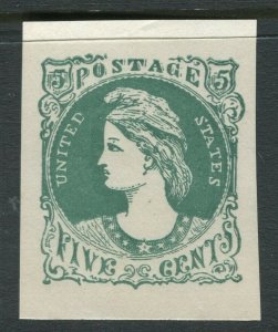 USA; Early classic reprint of United States Postage FIVE CENTS Imperf 