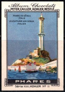 Vintage Swiss Poster Stamp Peter, Cailler, Kohler, Nestlé Lighthouse Genoa Italy