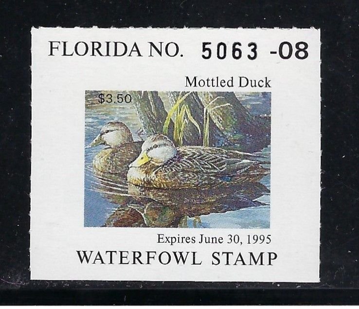 FLORIDA HUNTING PERMIT 1994 #16 MINT, VF, NH