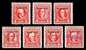 Scott R486, R488, R490, R492, R494-R496 1c-50c 1948 Revenues Mint/Used Cat $6