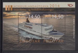 Faroe Islands 2014 MNH Sc #618 Souvenir sheet of 2 Passenger ferry  Nordic Issue