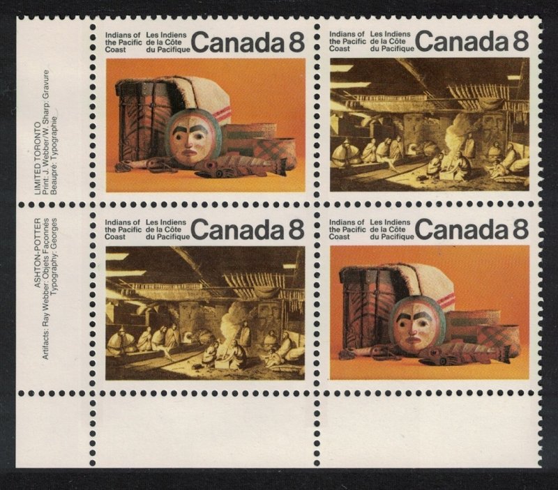 Canada Pacific Coast Indians Corner Cross Block 1974 MNH SC#570-571a