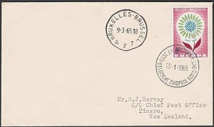 BELGIUM ANTARCTIC 1965 cover - base camp cds to New Zealand.................M847