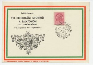 Postcard / Postmark Hungary 1942 International Sports Week at Lake Balaton