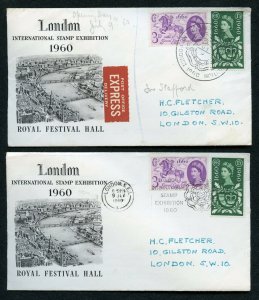 GB 1960 Tercentenary of Establishment of GLO Two Covers Different Cancels