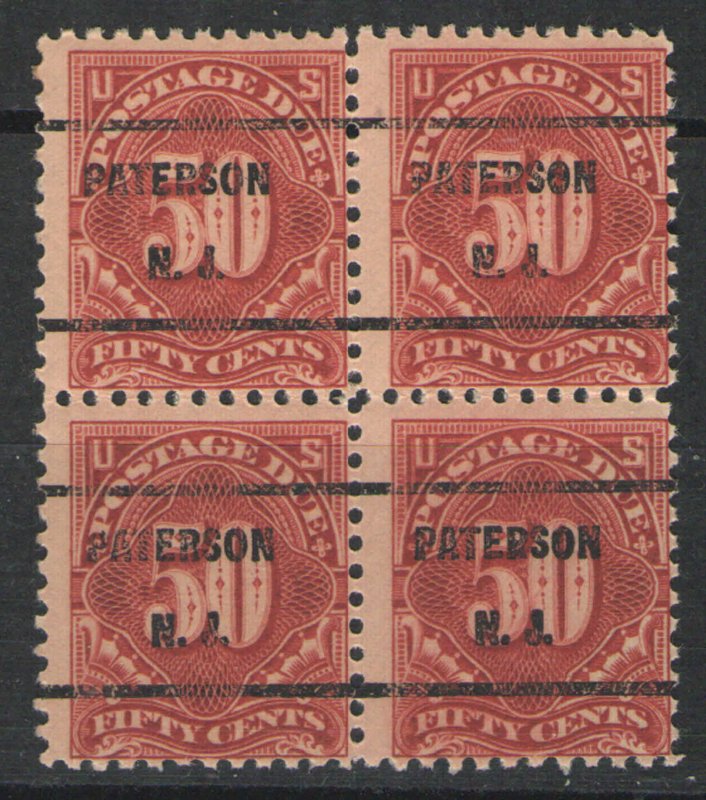 US 1917 Sc# J67 MNH VG - Block of 4 w/ Precancel  Patterson NJ