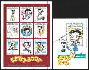Comoro Islands 1998 Betty Boop Sheets #832A, 832K VF-NH CV $23.00-