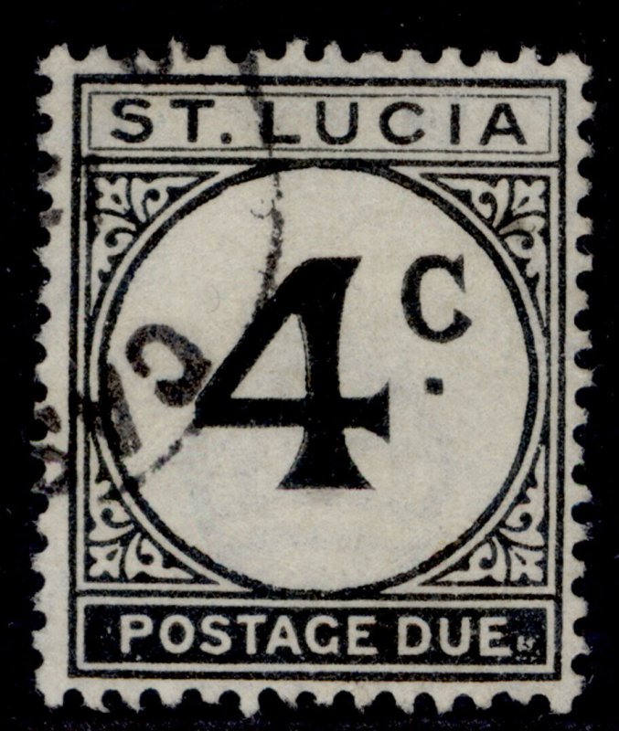 ST. LUCIA GVI SG D8, 4c black, FINE USED. Cat £24.